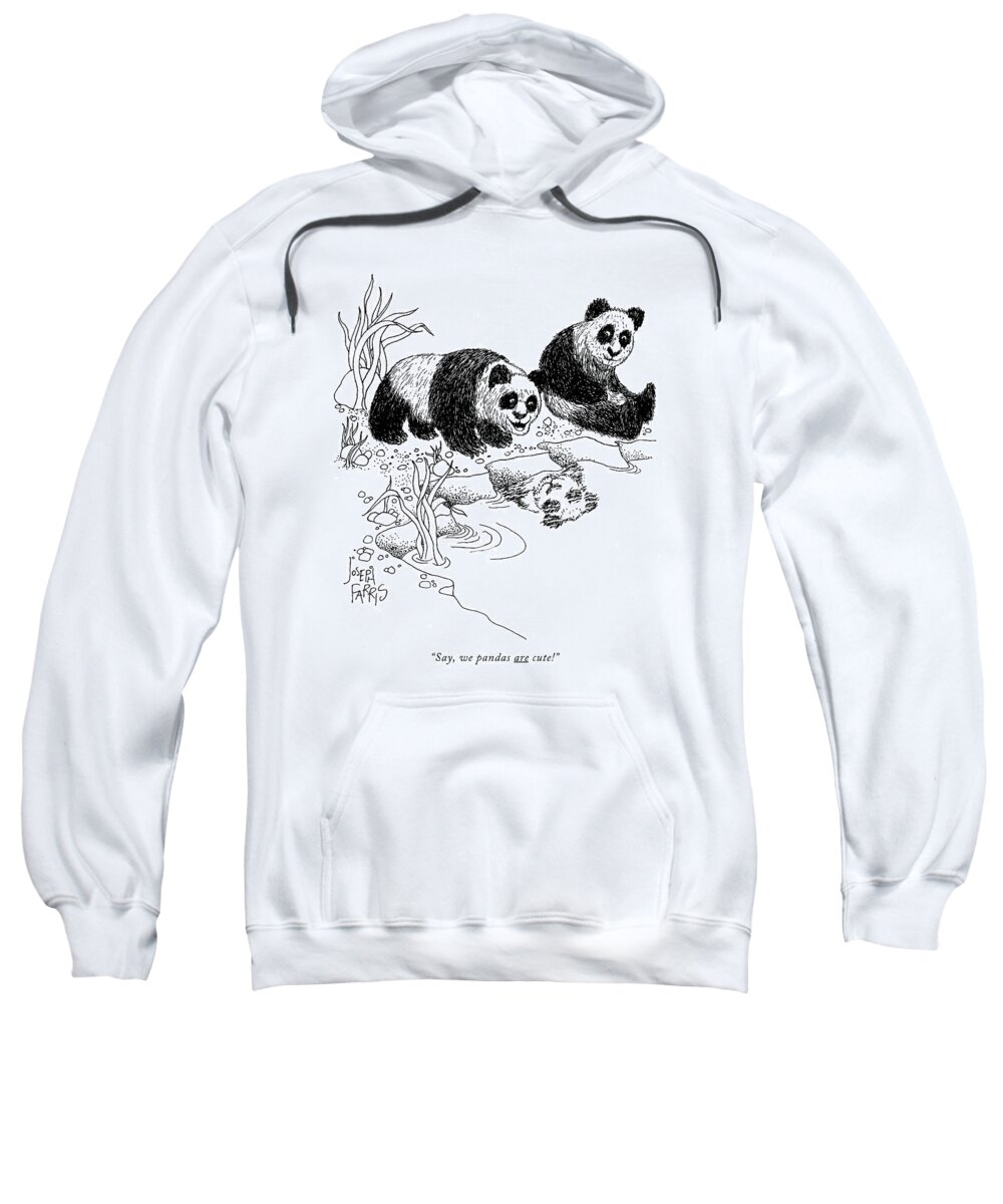 
(one Panda To Another Sweatshirt featuring the drawing Say, We Pandas Are Cute! by Joseph Farris