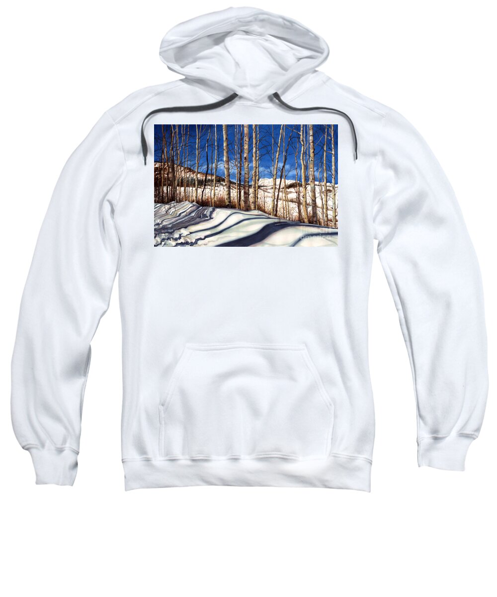 Ski Colorado Sweatshirt featuring the painting Shadow Dance by Barbara Jewell