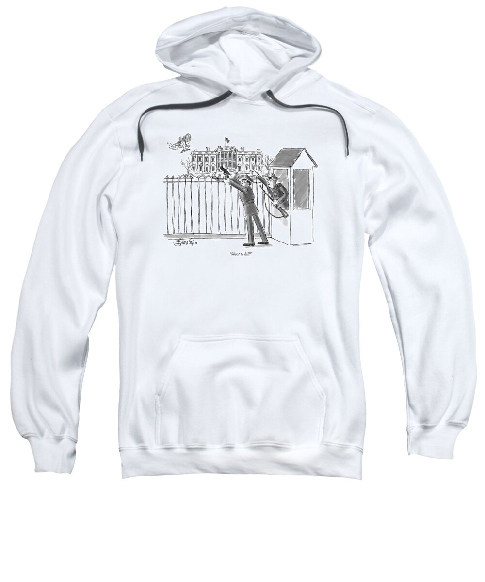 Clinton Sweatshirt featuring the drawing Shoot To Kill! by Edward Frascino