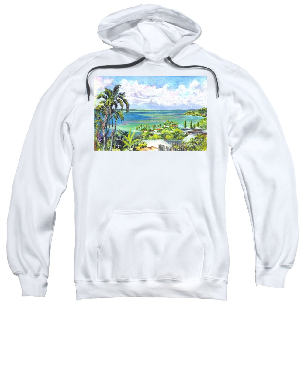 Hawaii Sweatshirt featuring the painting Shores of Oahu by Carol Wisniewski