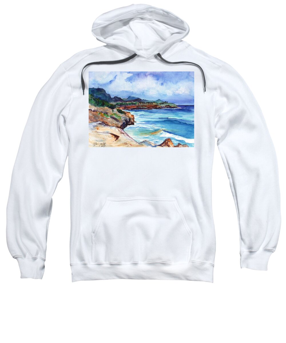 Kauai South Shore Sweatshirt featuring the painting South Shore Hike by Marionette Taboniar