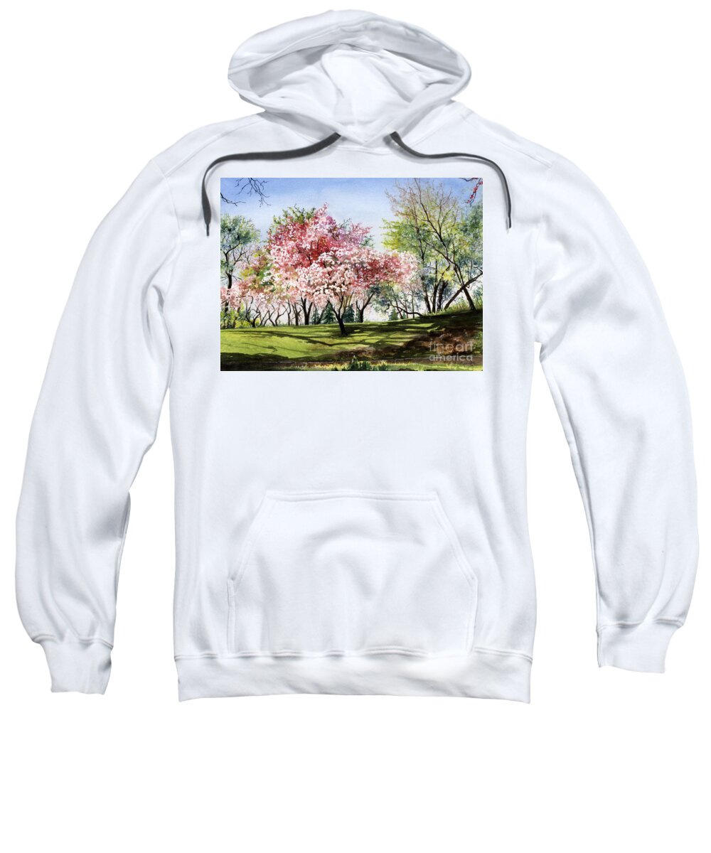 Watercolor Trees Sweatshirt featuring the painting Spring Morning by Barbara Jewell