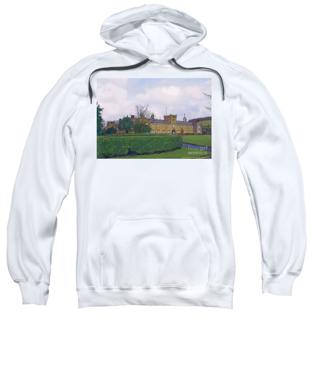Saint David's College Campus Illustration Sweatshirt featuring the mixed media St Davids College - Lampeter Campus by Edward McNaught-Davis