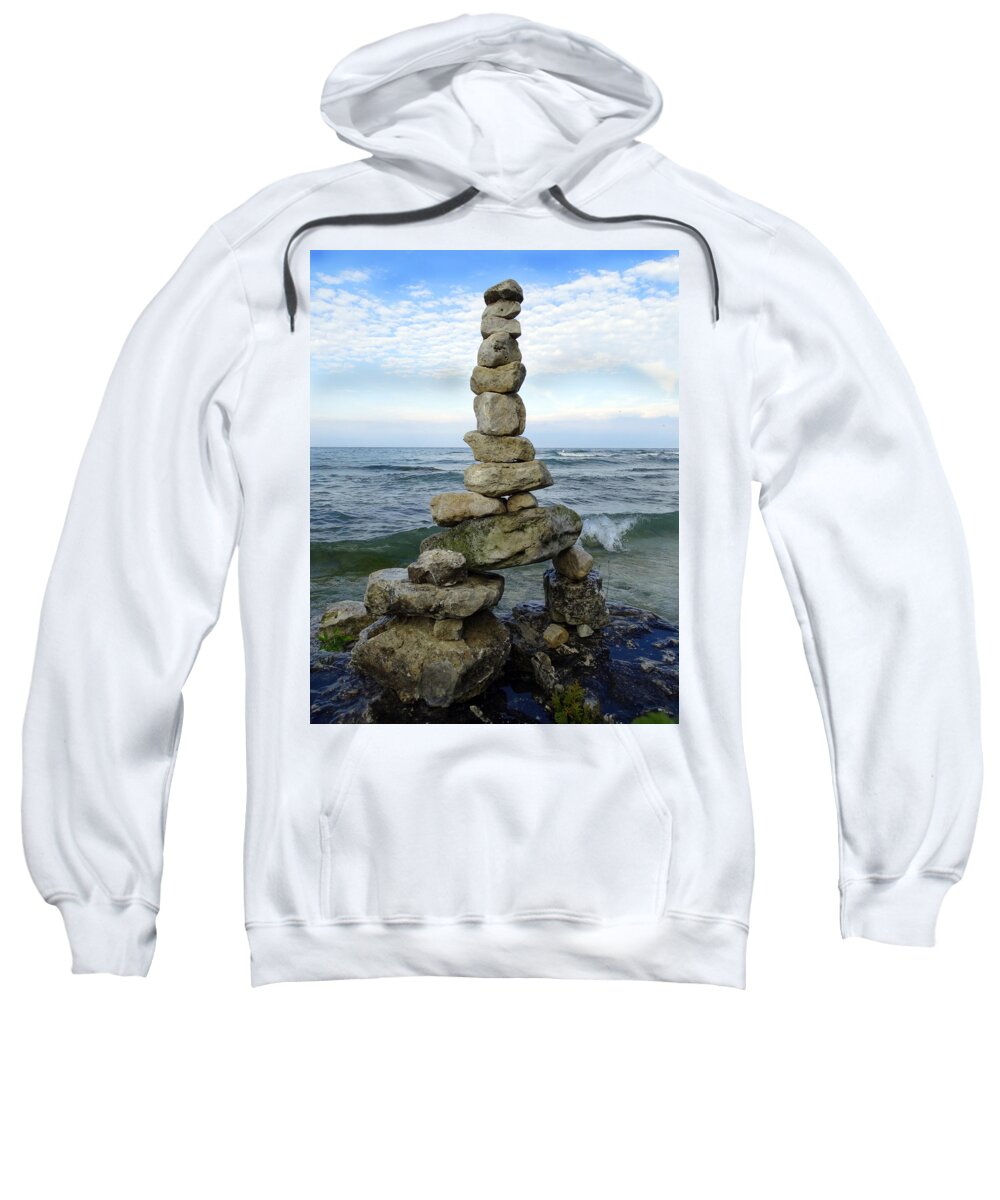Stacked Stones Sweatshirt featuring the photograph Stacked Stones by David T Wilkinson