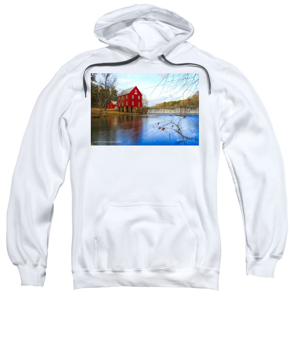 Starrs Mill Sweatshirt featuring the photograph Starrs Mill on Whitewater Creek by Barbara Bowen