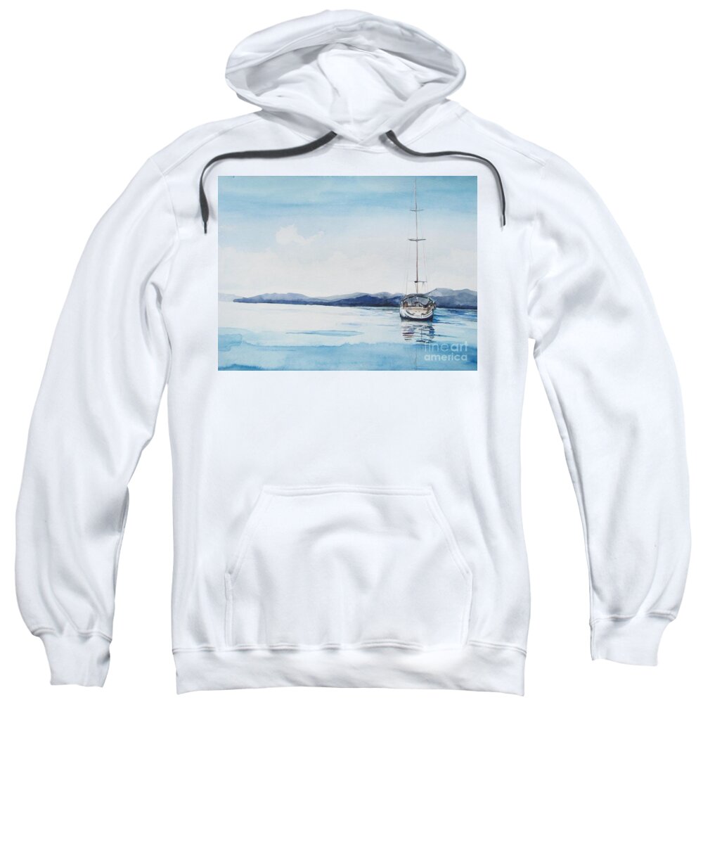 Water Sweatshirt featuring the painting Still Waters by Kathy Laughlin