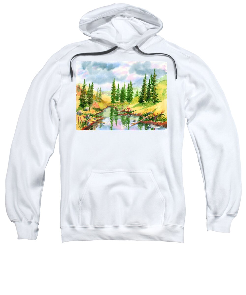 Strawberry Reservoir Sweatshirt featuring the painting Strawberry Reservoir 2 by Walt Brodis