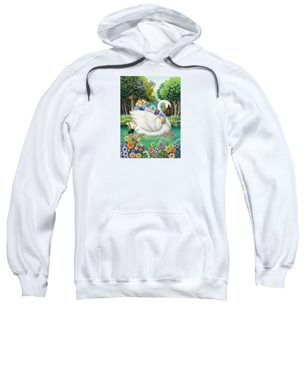 Birthday Sweatshirt featuring the painting Swan Boat by Lynn Bywaters