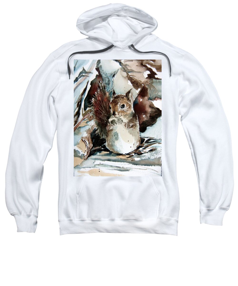 Squirrel Sweatshirt featuring the painting The Christmas Sweet by Mindy Newman