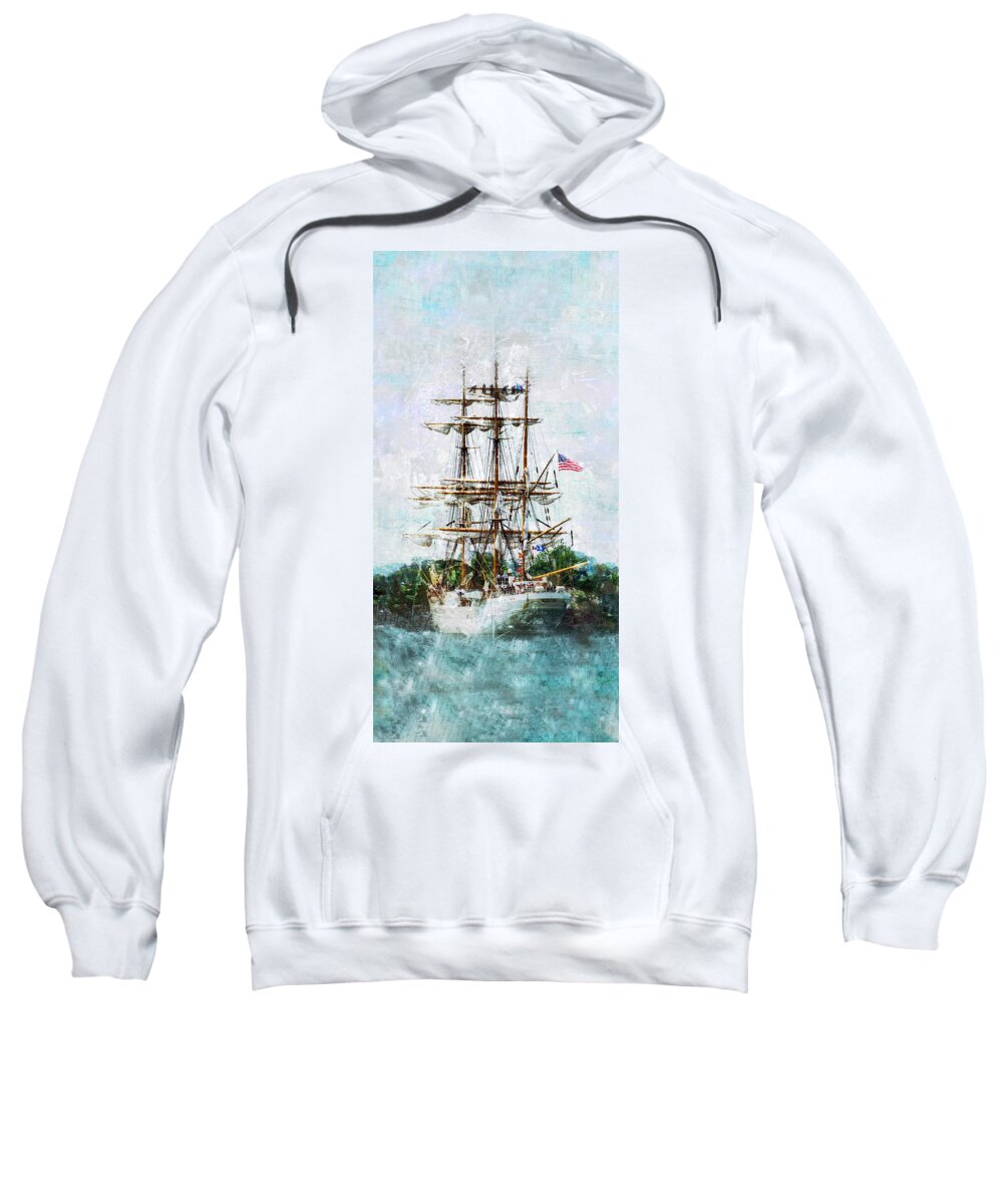 Ttall Sweatshirt featuring the photograph Tall Ship Eagle Has Landed by Marianne Campolongo