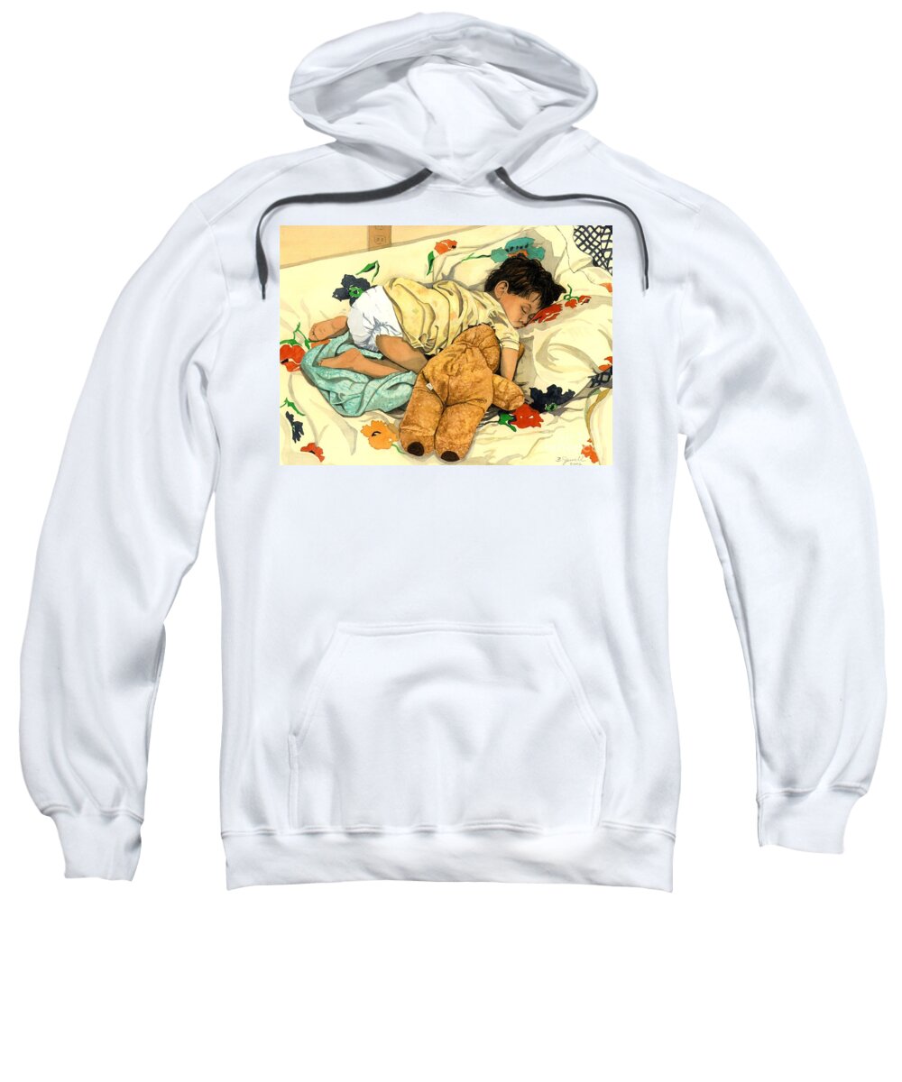 Child Sweatshirt featuring the painting The End - Andy and Bear-Bear by Barbara Jewell