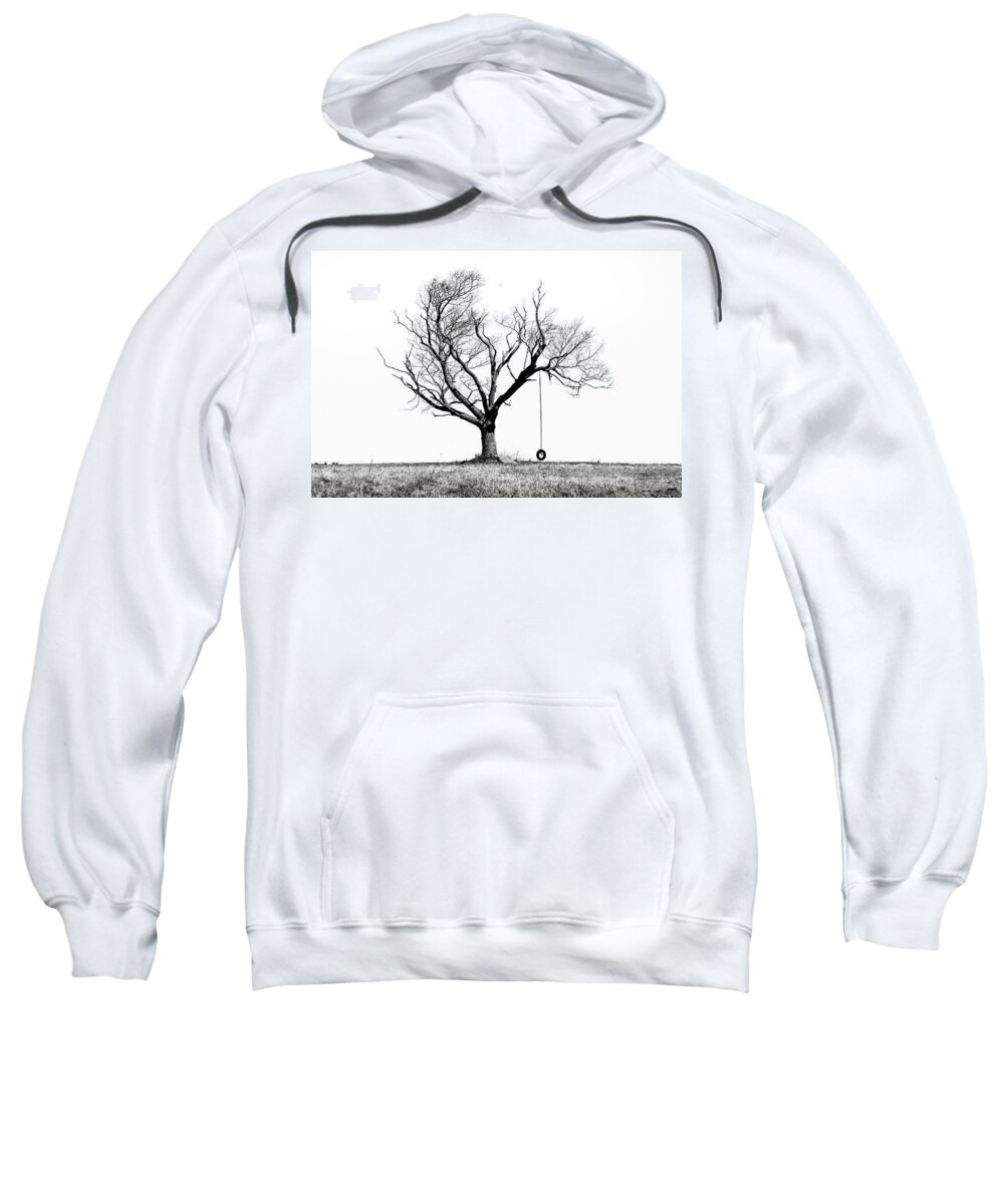 Tree Sweatshirt featuring the photograph The Playmate - Old Tree And Tire Swing On An Open Field by Gary Heller