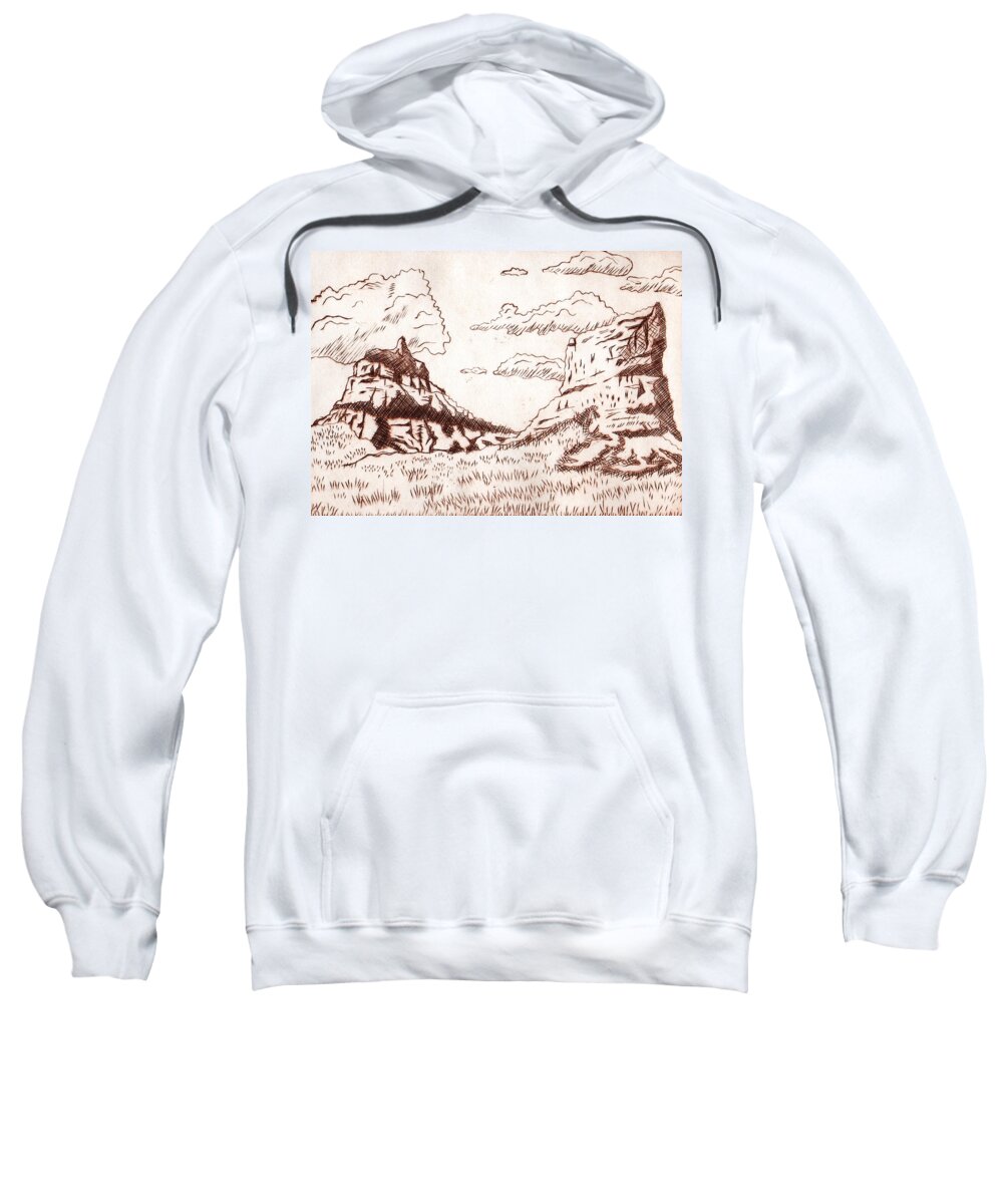 Art Sweatshirt featuring the drawing The Rocks by Dustin Miller