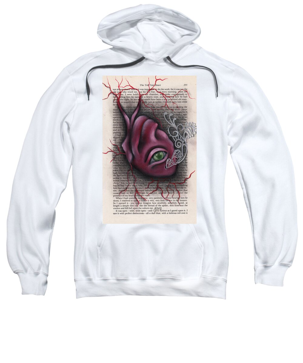 Edgar Allan Poe Sweatshirt featuring the painting The Tell Tale Heart by Abril Andrade