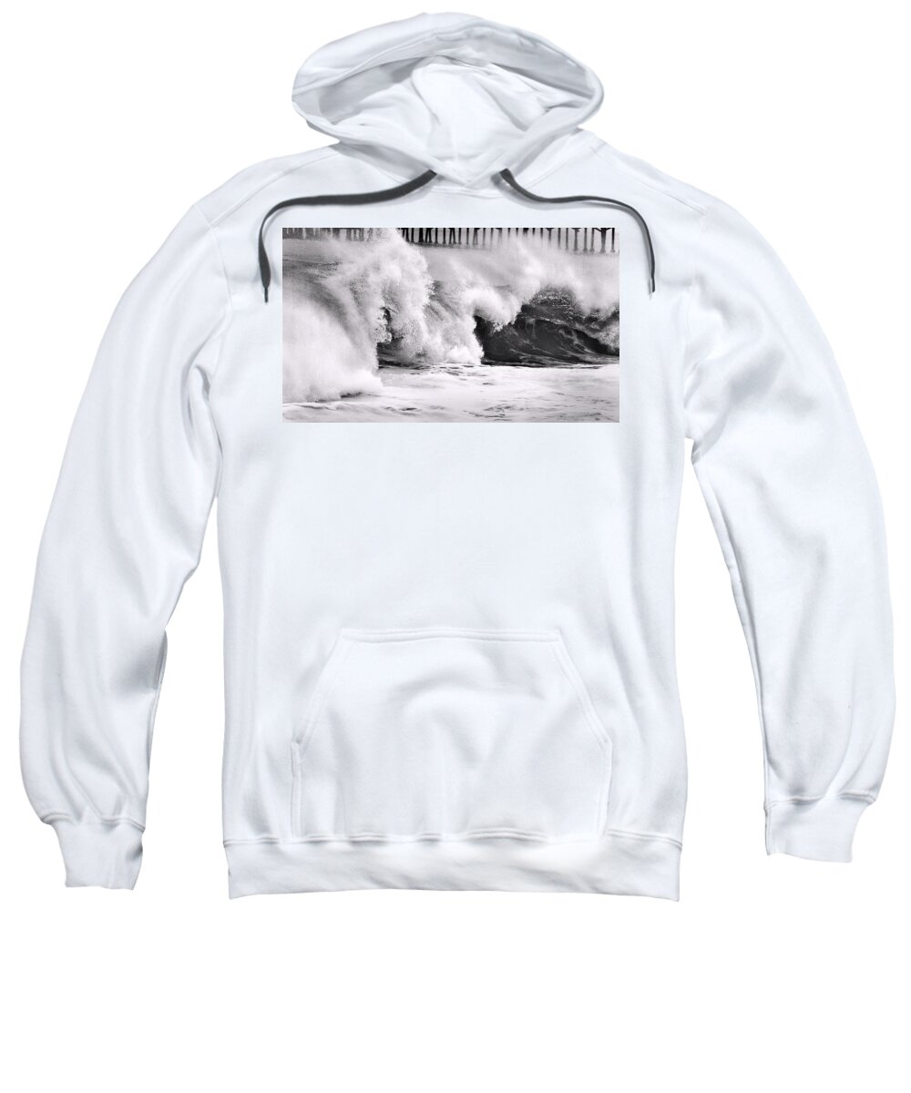 Waves Sweatshirt featuring the photograph Tides Will Turn bw By Denise Dube by Denise Dube