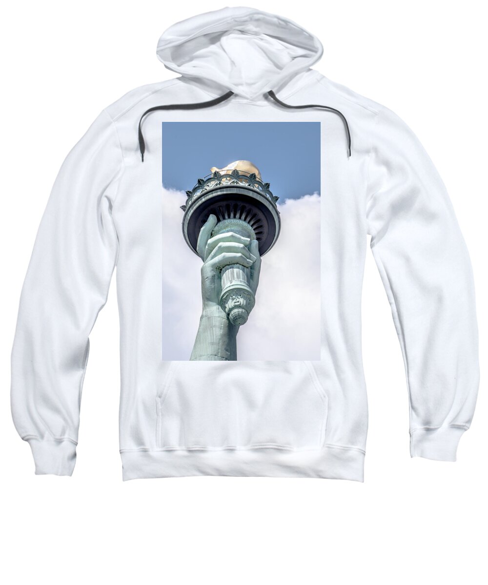 America Sweatshirt featuring the photograph Torch of Lady Liberty by Amel Dizdarevic