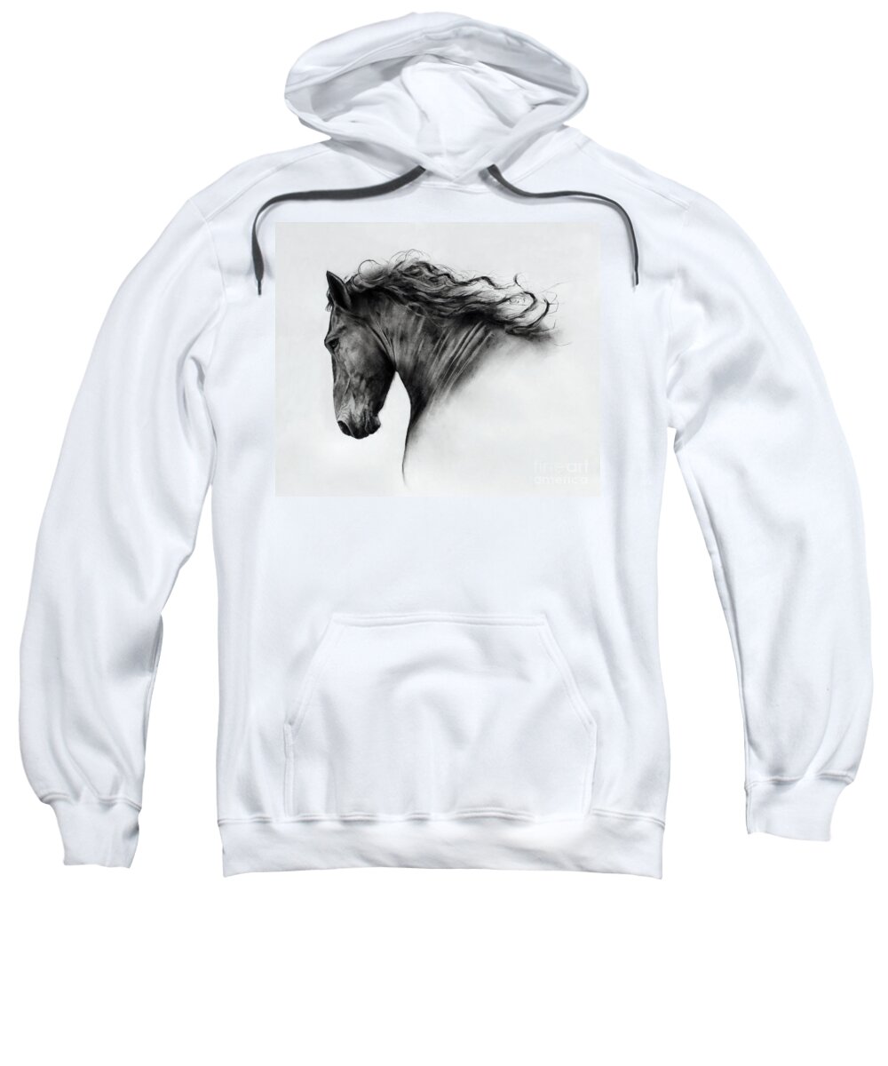 Friesian Sweatshirt featuring the painting Tunis in Charcoal by Caroline Collinson