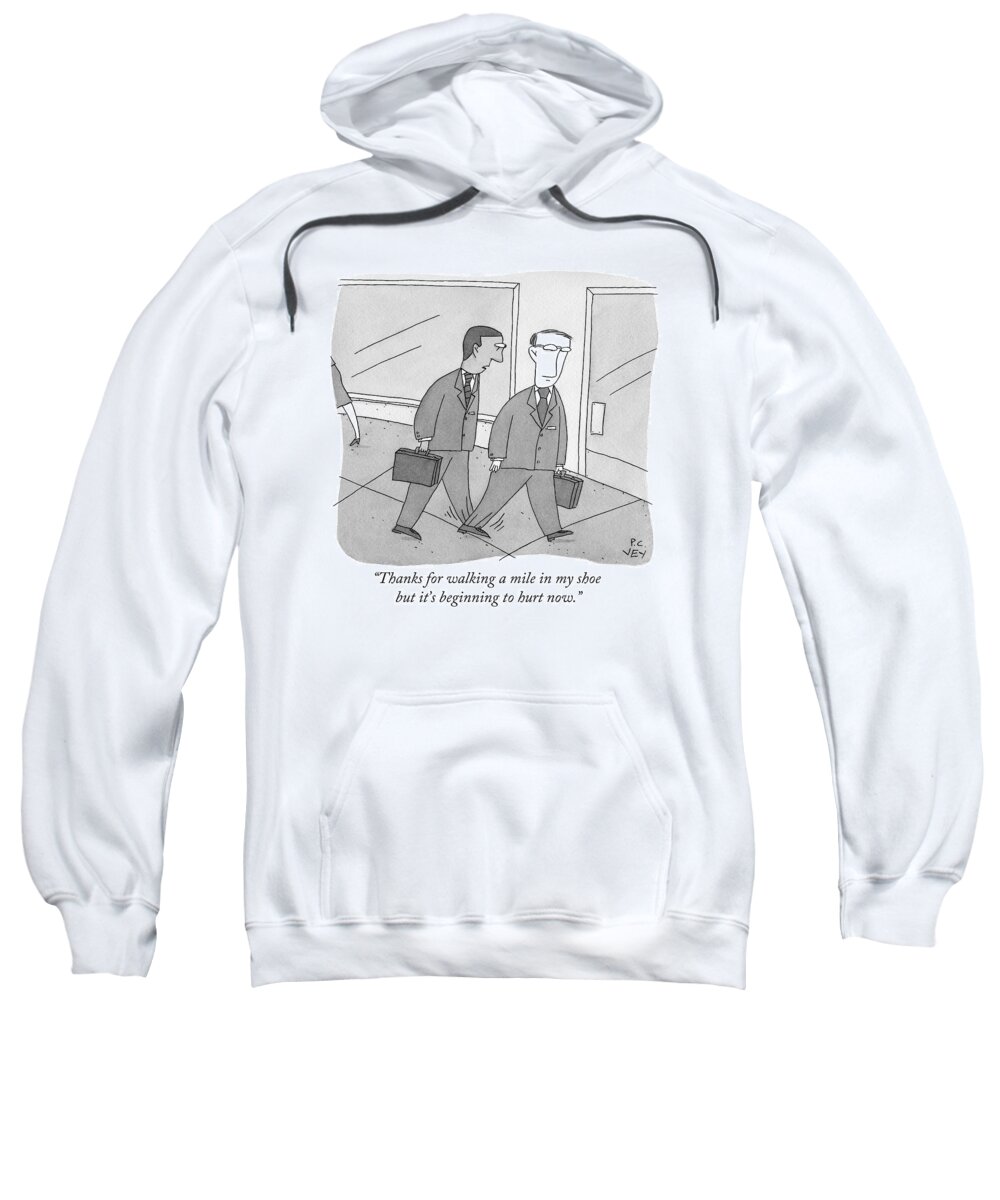 Businessmen Sweatshirt featuring the drawing Two Businessmen by Peter C. Vey