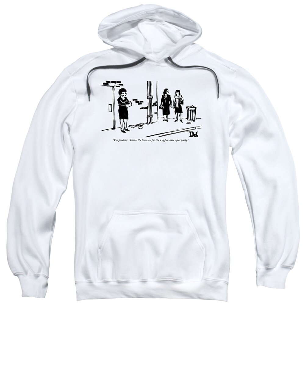 Vip Sweatshirt featuring the drawing Two Middle-aged Women Walk Together And A Third by Drew Dernavich