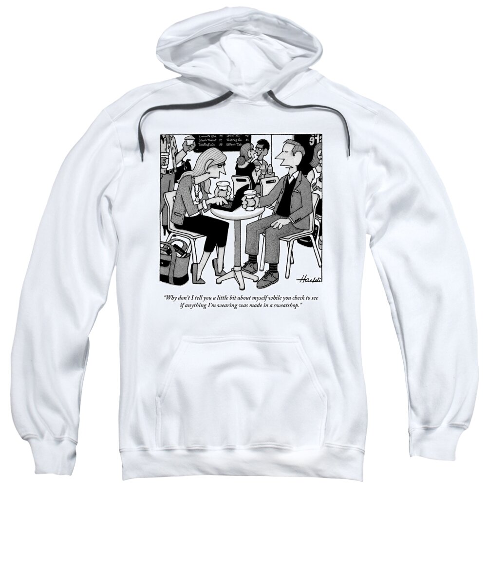 Sweatshop Sweatshirt featuring the drawing Two People Sitting At A Table Drinking Coffee by William Haefeli