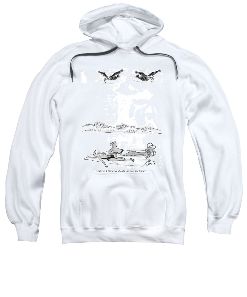 Swimming Sweatshirt featuring the drawing Valerie, I Think We Should Increase Our S.p.f by Edward Frascino