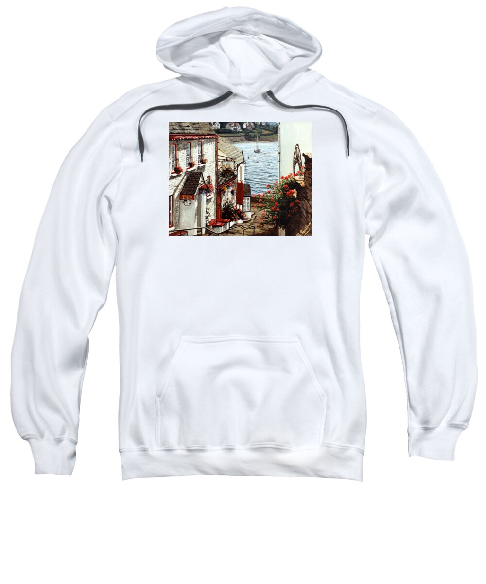 Victory Steps Sweatshirt featuring the painting Victory Steps St Mawes in Cornwall England by Mackenzie Moulton