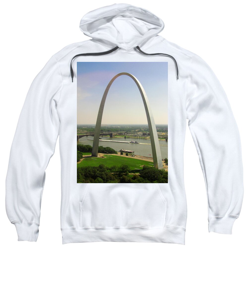 St Louis Arch Sweatshirt featuring the photograph View from the Top of the Riverfront by Garry McMichael