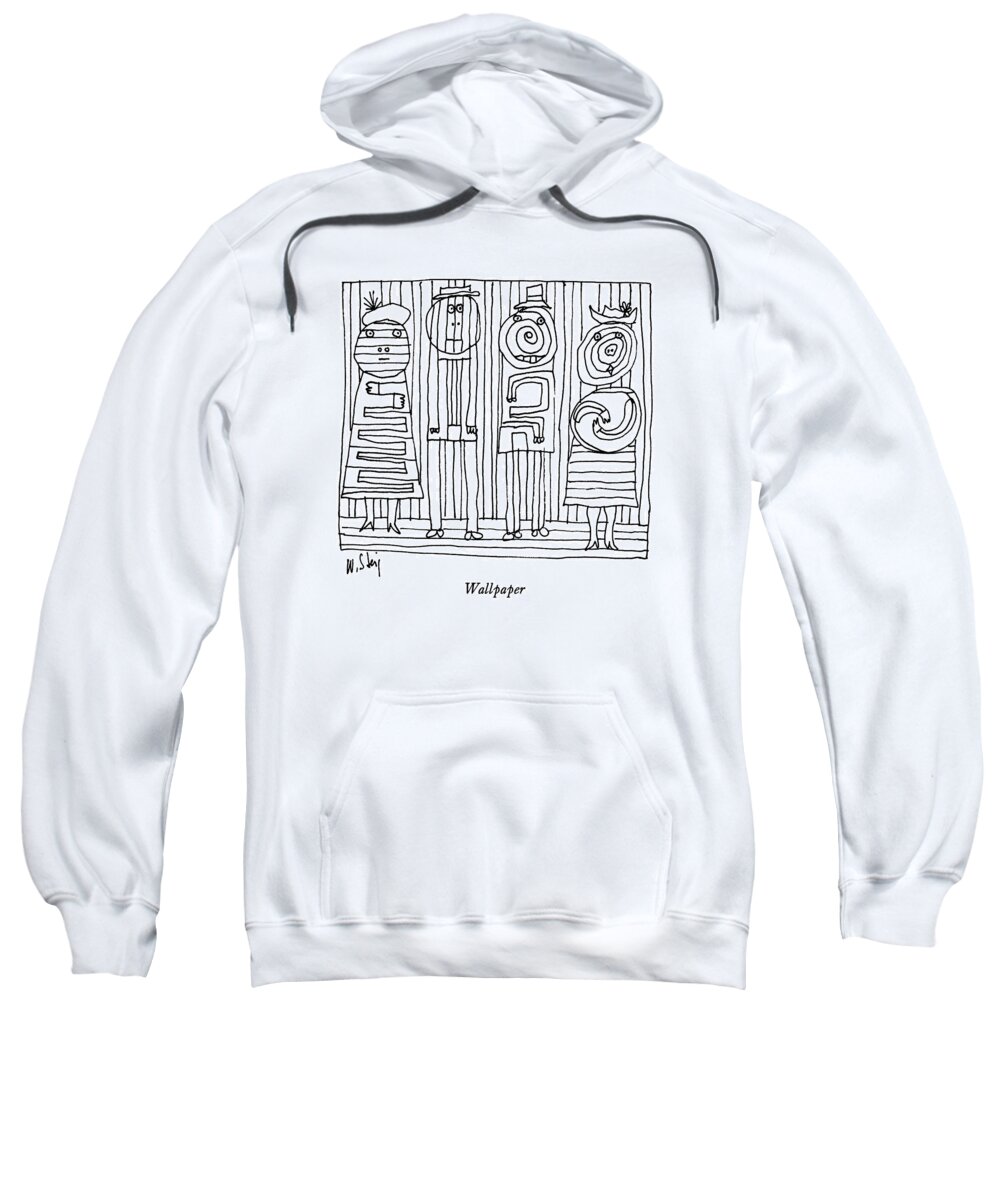 Wallpaper Abstract Art Modern Geometric Design 

Wallpaper: Title. Four People Stand Blending In With A Background Of Lines. Artkey 37535 Sweatshirt featuring the drawing Wallpaper by William Steig