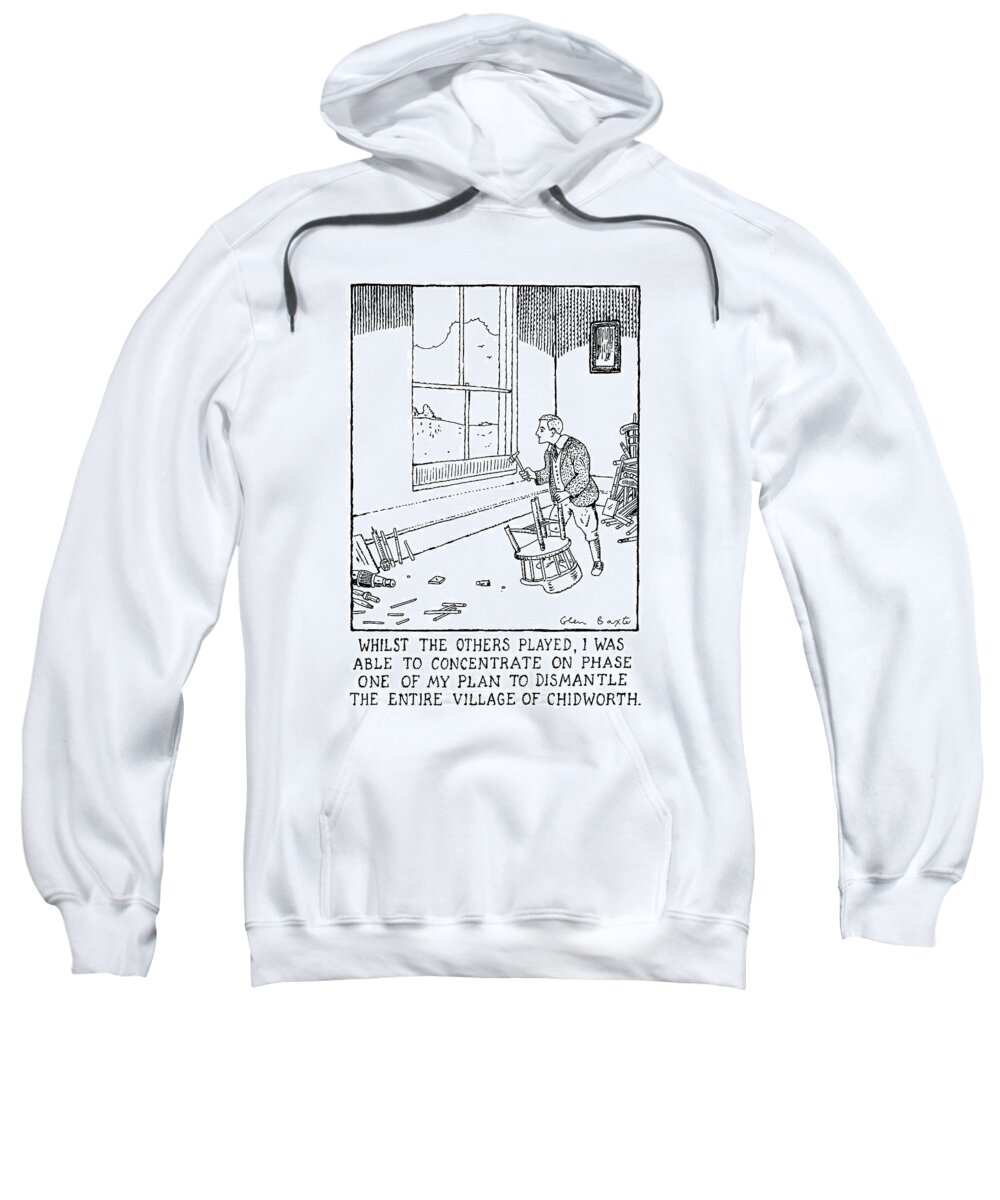 Children Sweatshirt featuring the drawing Whilst The Others Played by Glen Baxter