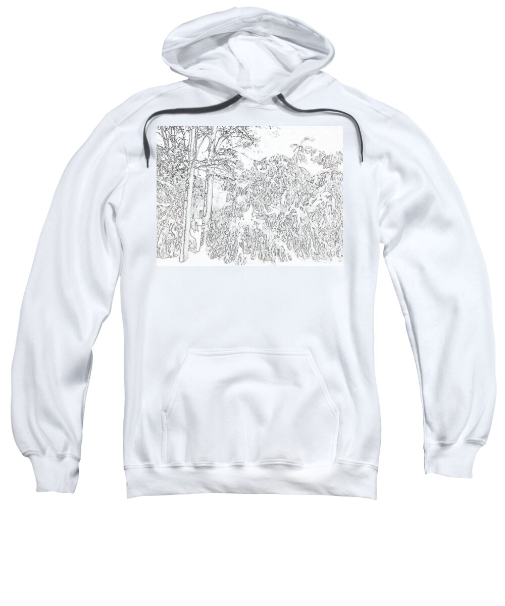 Snow Sweatshirt featuring the digital art White on white by Lynellen Nielsen