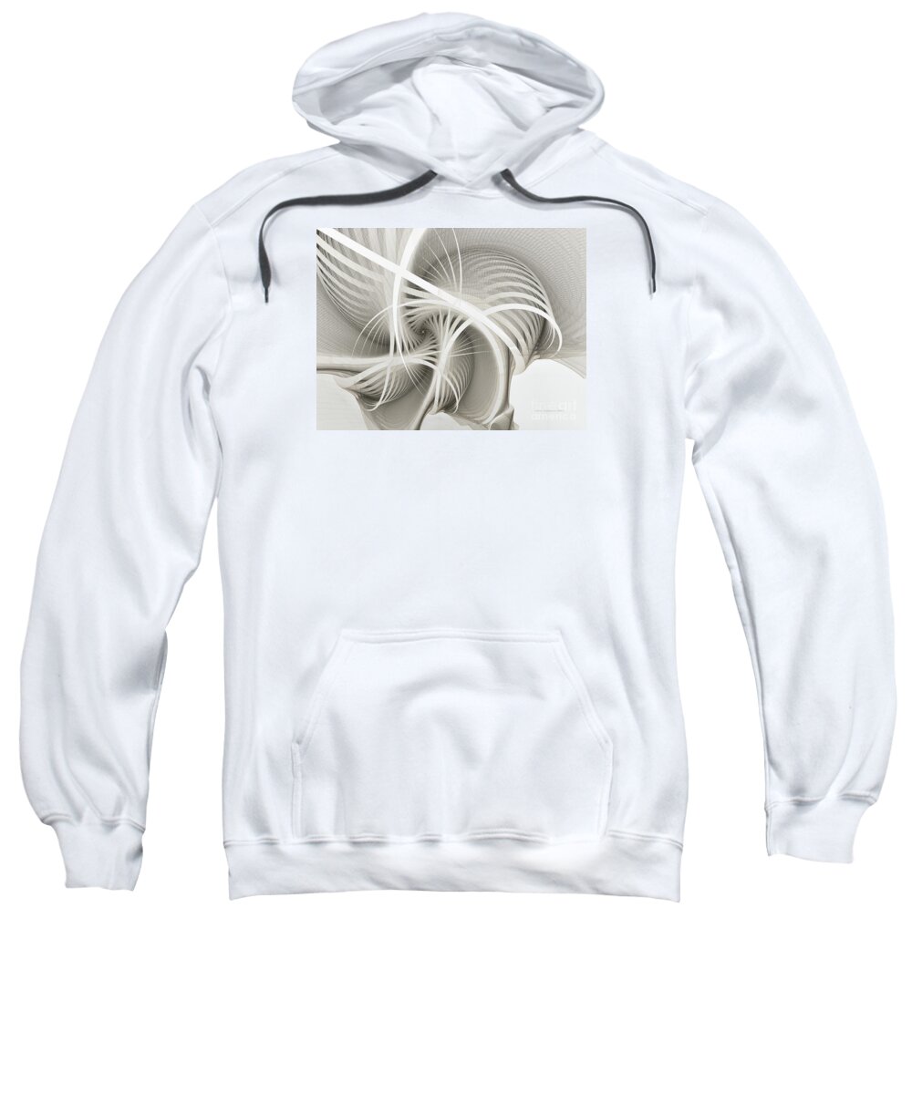 Fractal Sweatshirt featuring the digital art White Ribbons Spiral by Karin Kuhlmann