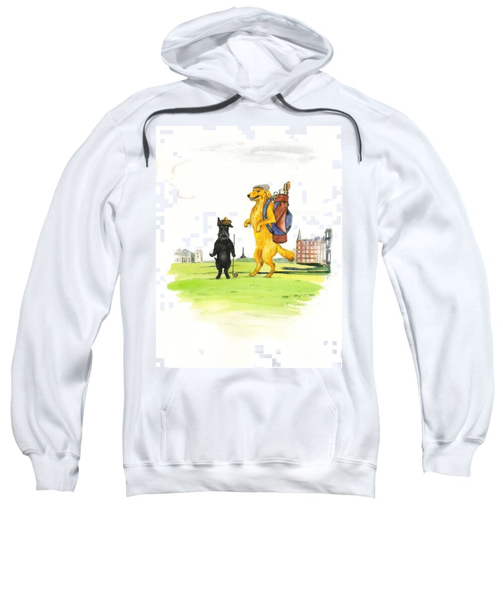 Painting Sweatshirt featuring the painting Who Let The Dogs Out by Margaryta Yermolayeva