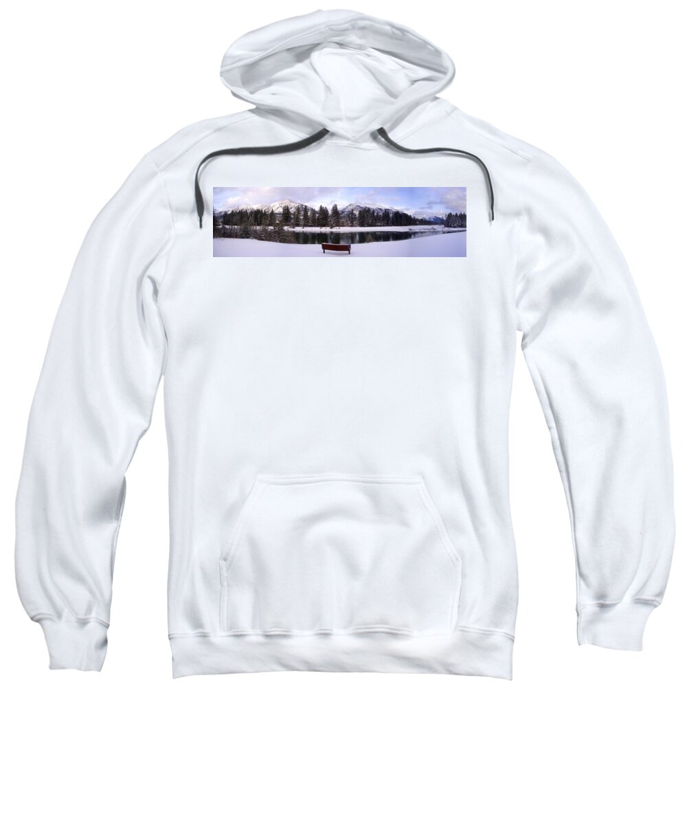 Winter Sweatshirt featuring the photograph Winter Mountain Snow View - Canmore, Alberta by Ian McAdie