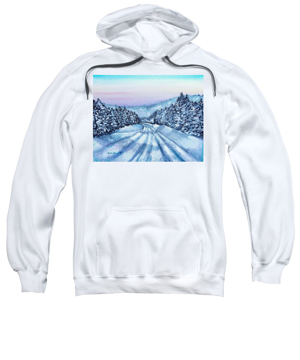 Winter Sweatshirt featuring the painting Winter Drive by Shana Rowe Jackson
