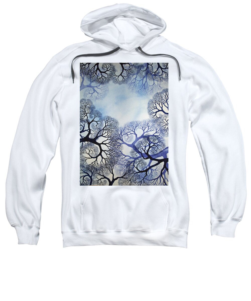 Spiral Sweatshirt featuring the painting Winter Lace by Helen Klebesadel