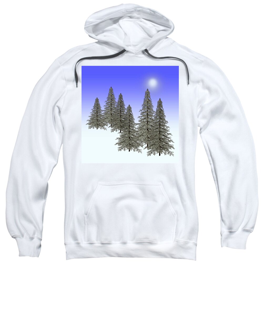 Tree Sweatshirt featuring the painting Winter Pines Ice and Snow by David Dehner