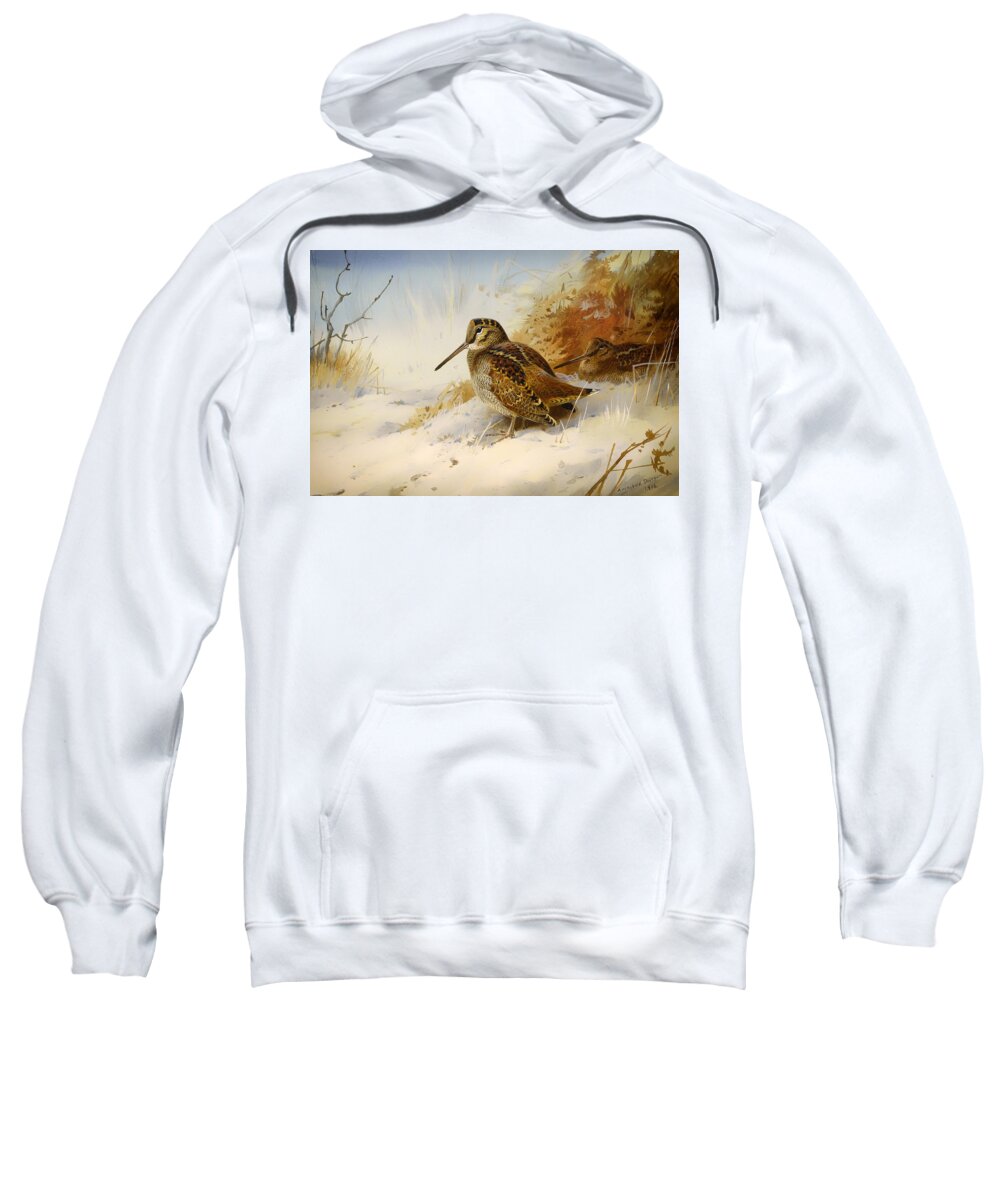 Seasons Sweatshirt featuring the painting Winter Woodcock by Mountain Dreams