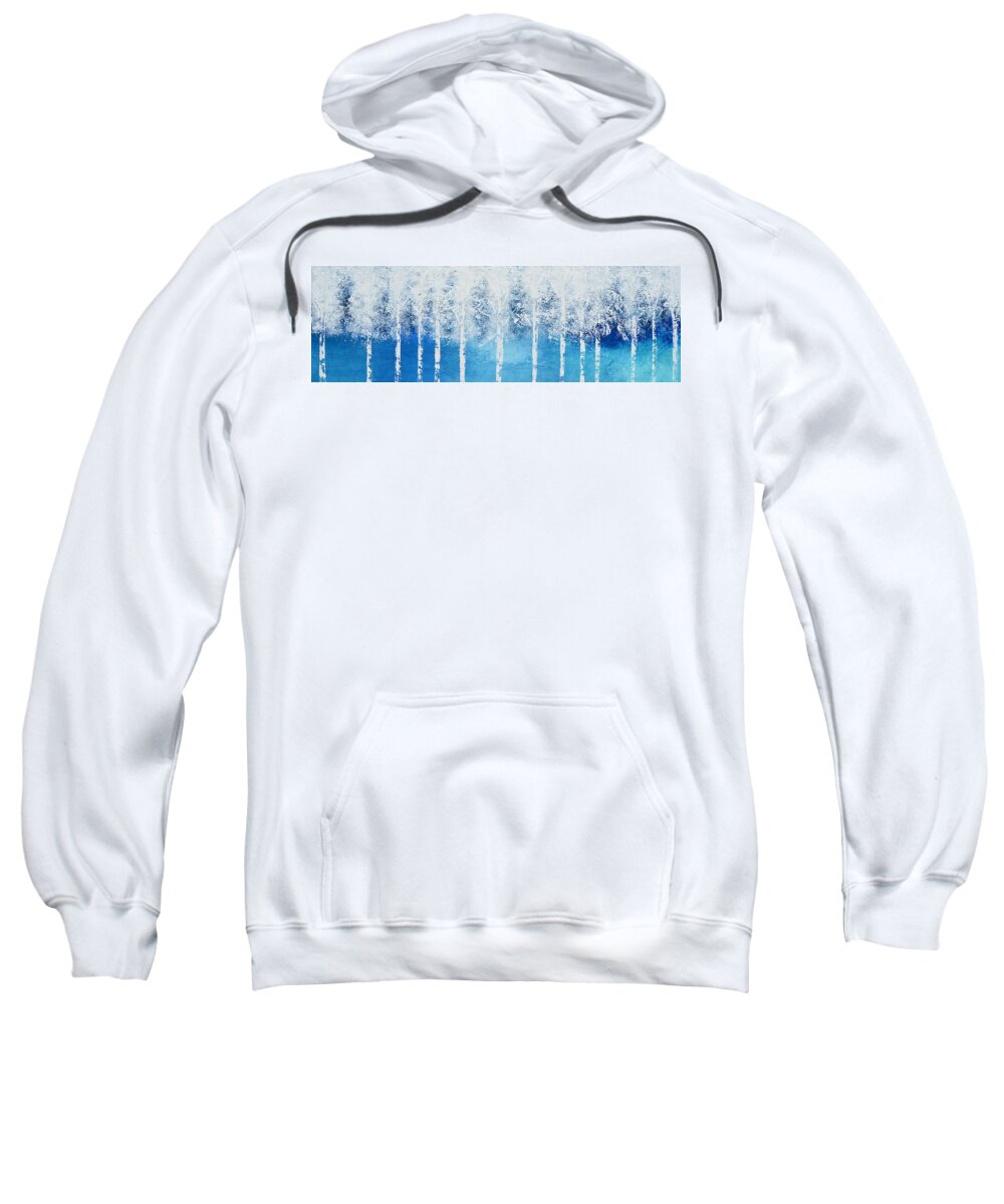 White Trees Sweatshirt featuring the painting Wintry Mix by Linda Bailey