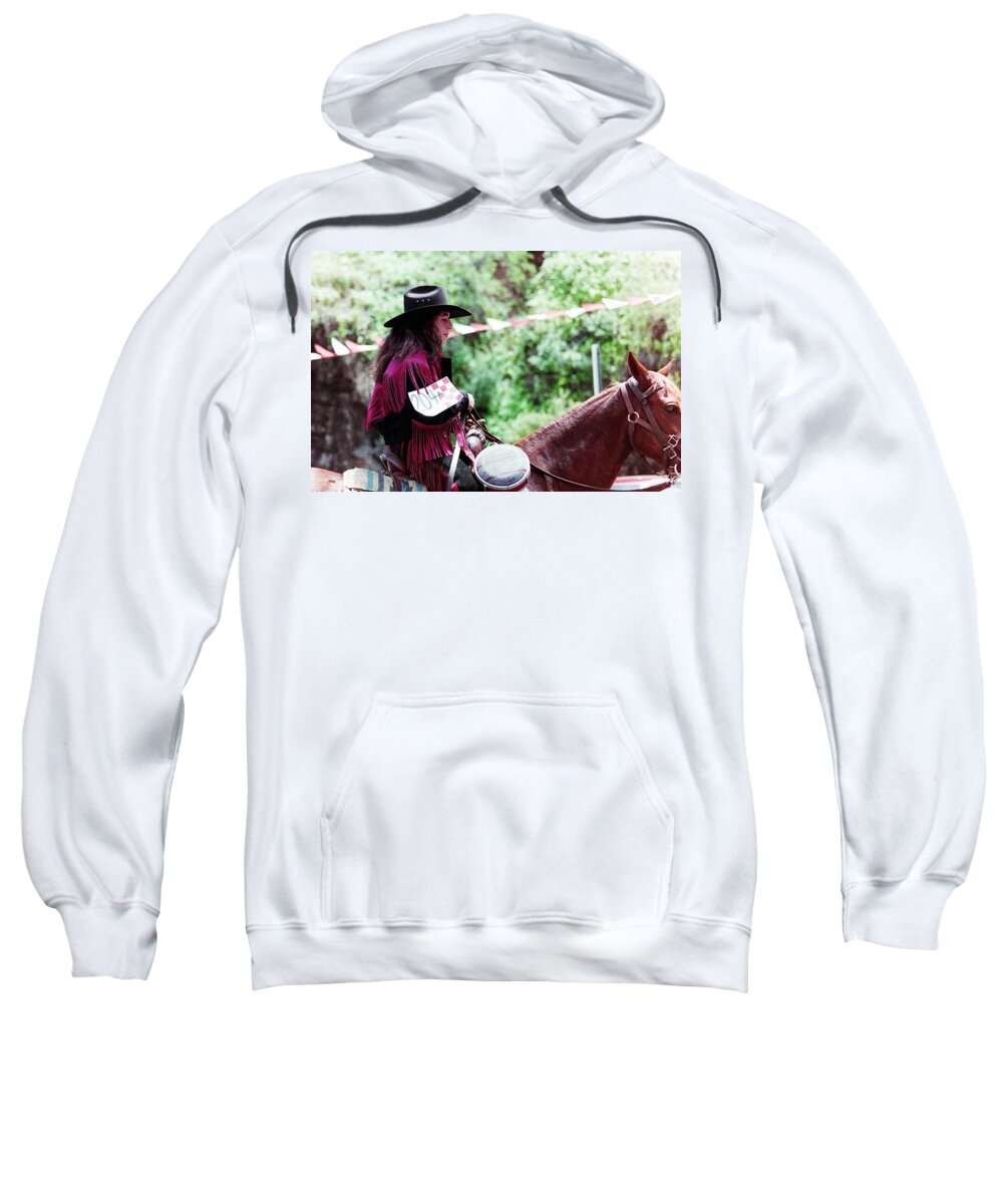 Parades Sweatshirt featuring the photograph Woman on horse by Karl Rose