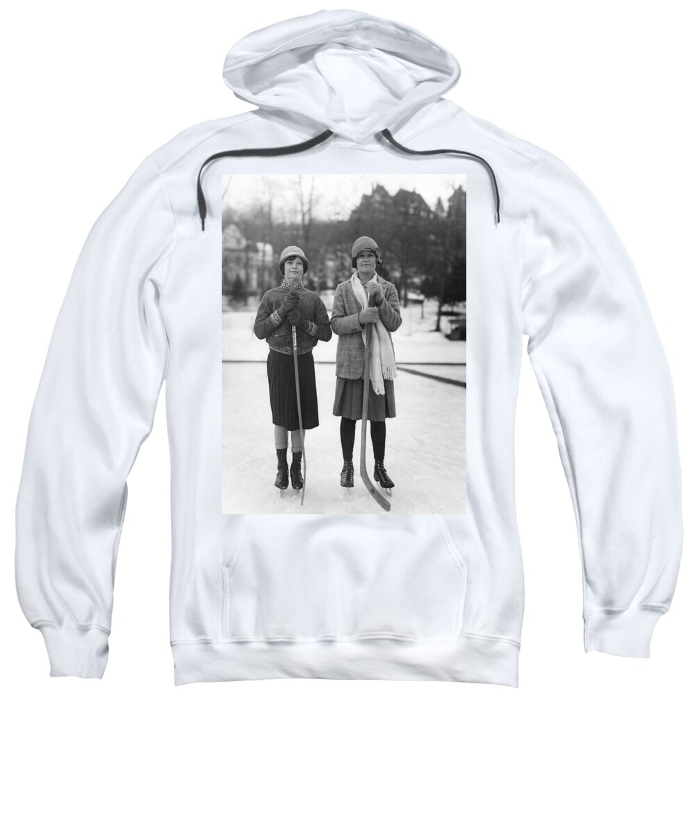 1920s Sweatshirt featuring the photograph Women Hockey PLayers by Underwood Archives