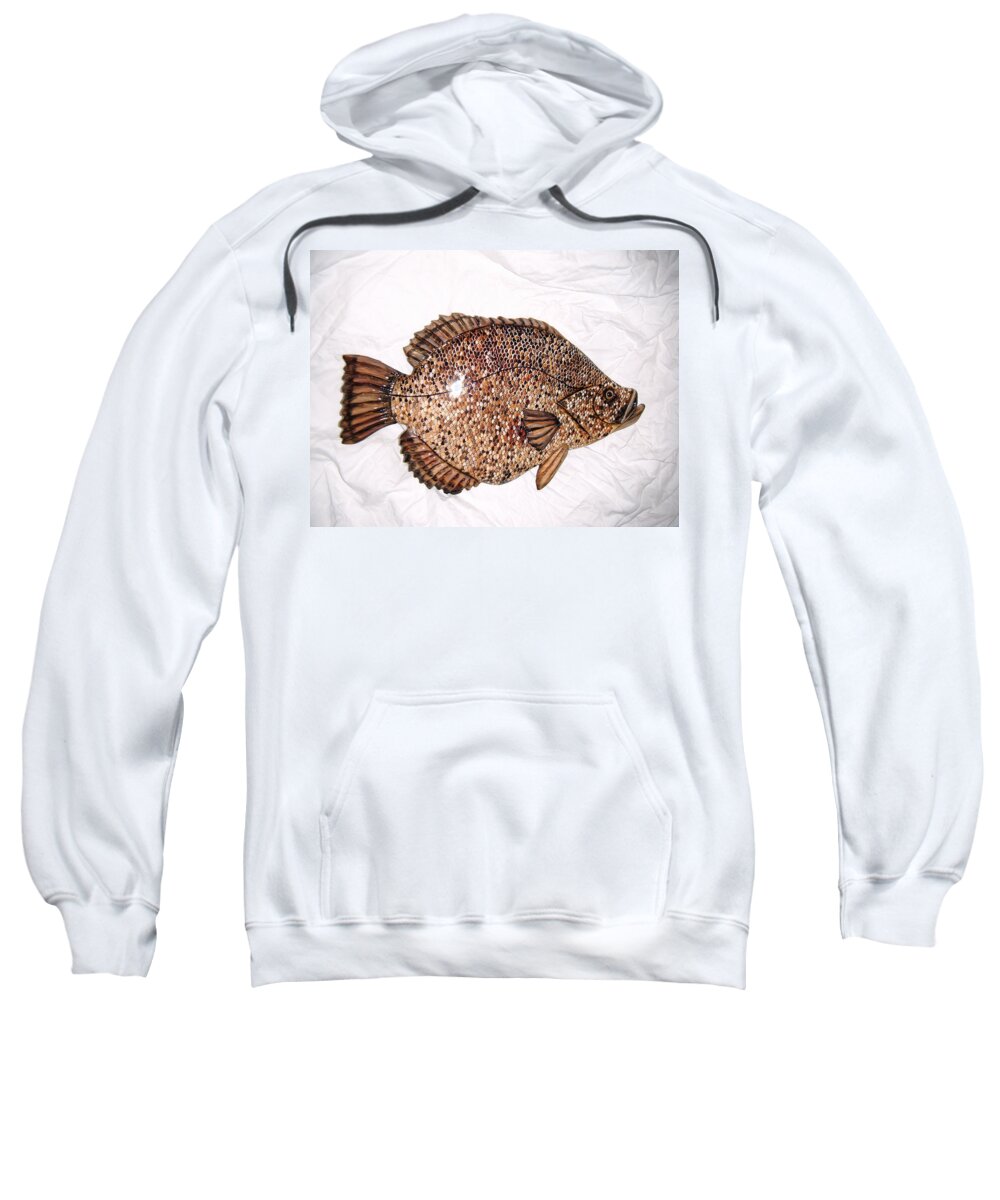 Dryriver Sweatshirt featuring the mixed media Wooden Black Crappie number two by Lisa Ruggiero