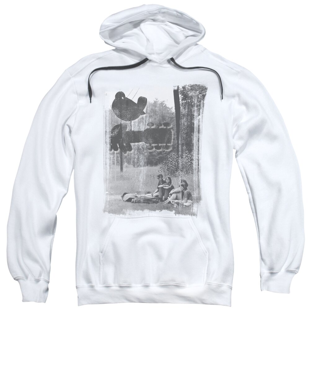 Sweatshirt featuring the digital art Woodstock - Hippies In A Field by Brand A