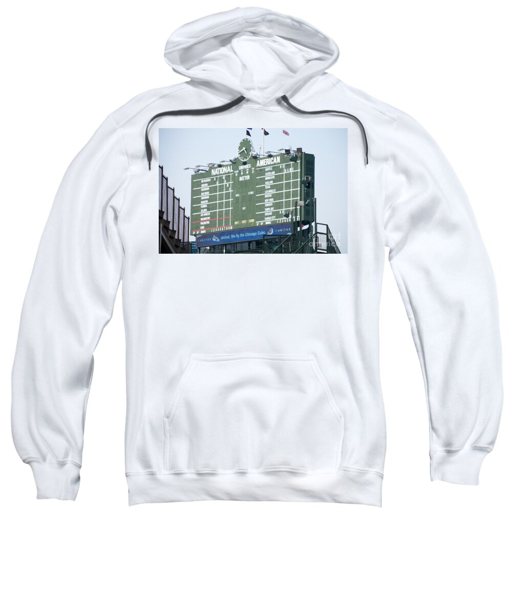 Chicago Sweatshirt featuring the photograph Wrigley Field Scoreboard Sign by Paul Velgos