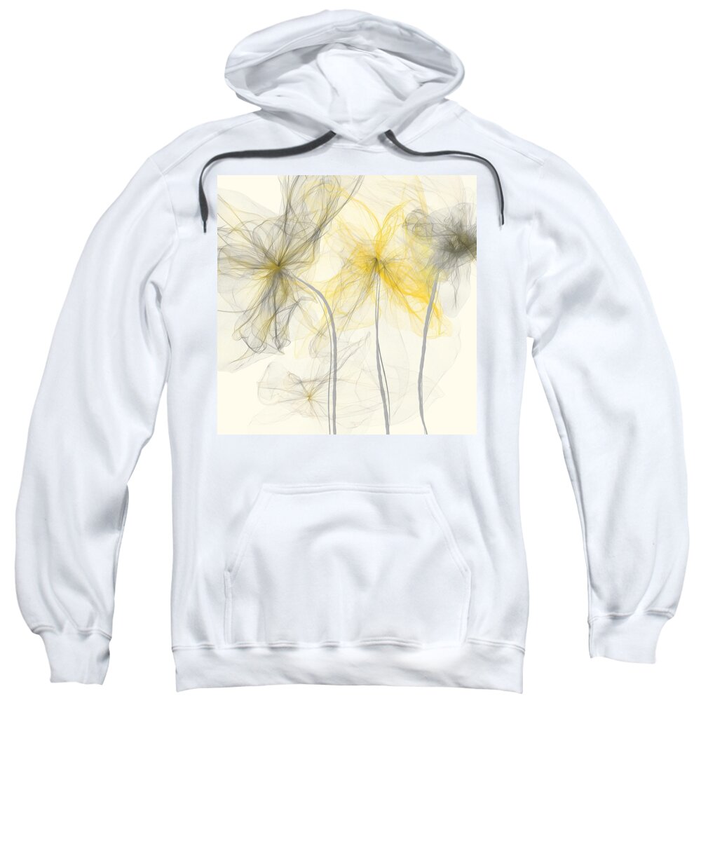 Yellow Sweatshirt featuring the painting Yellow And Gray Flowers Impressionist by Lourry Legarde
