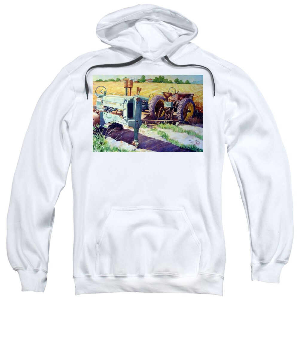 Rustic Sweatshirt featuring the painting Yesterday's News by Mick Williams