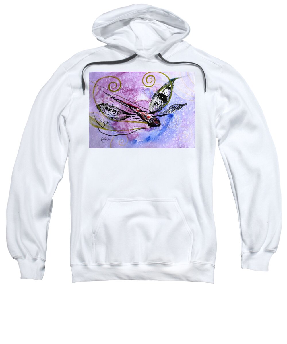 Dragonfly Sweatshirt featuring the painting Abstract Dragonfly 6 by J Vincent Scarpace