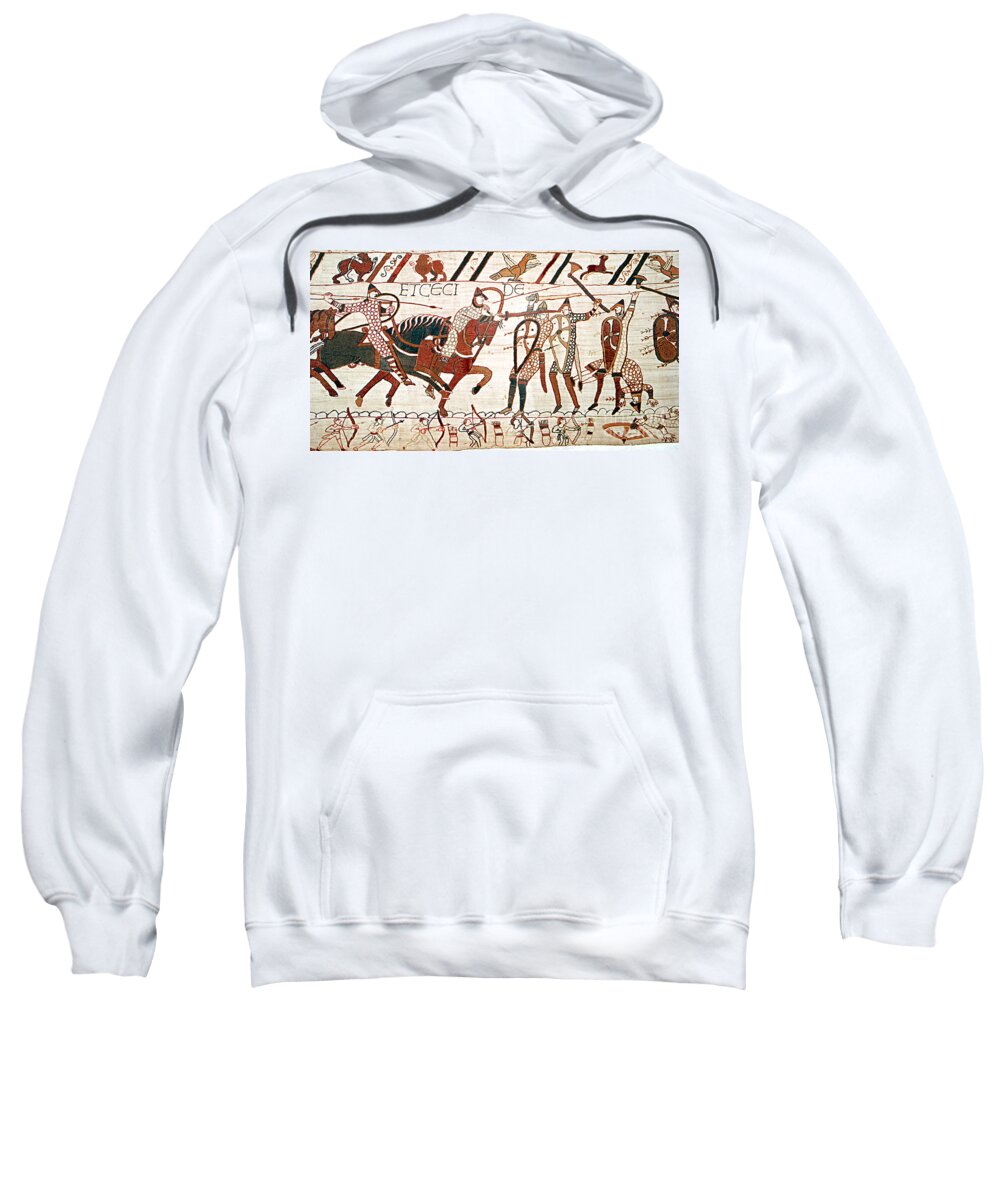 History Sweatshirt featuring the photograph Battle Of Hastings Bayeux Tapestry by Photo Researchers