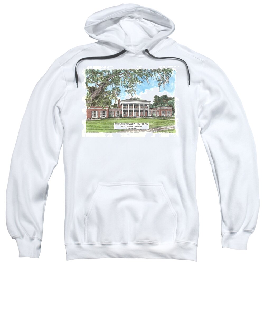 Governor Sweatshirt featuring the mixed media Governors Mansion Tallahassee Florida by Audrey Peaty