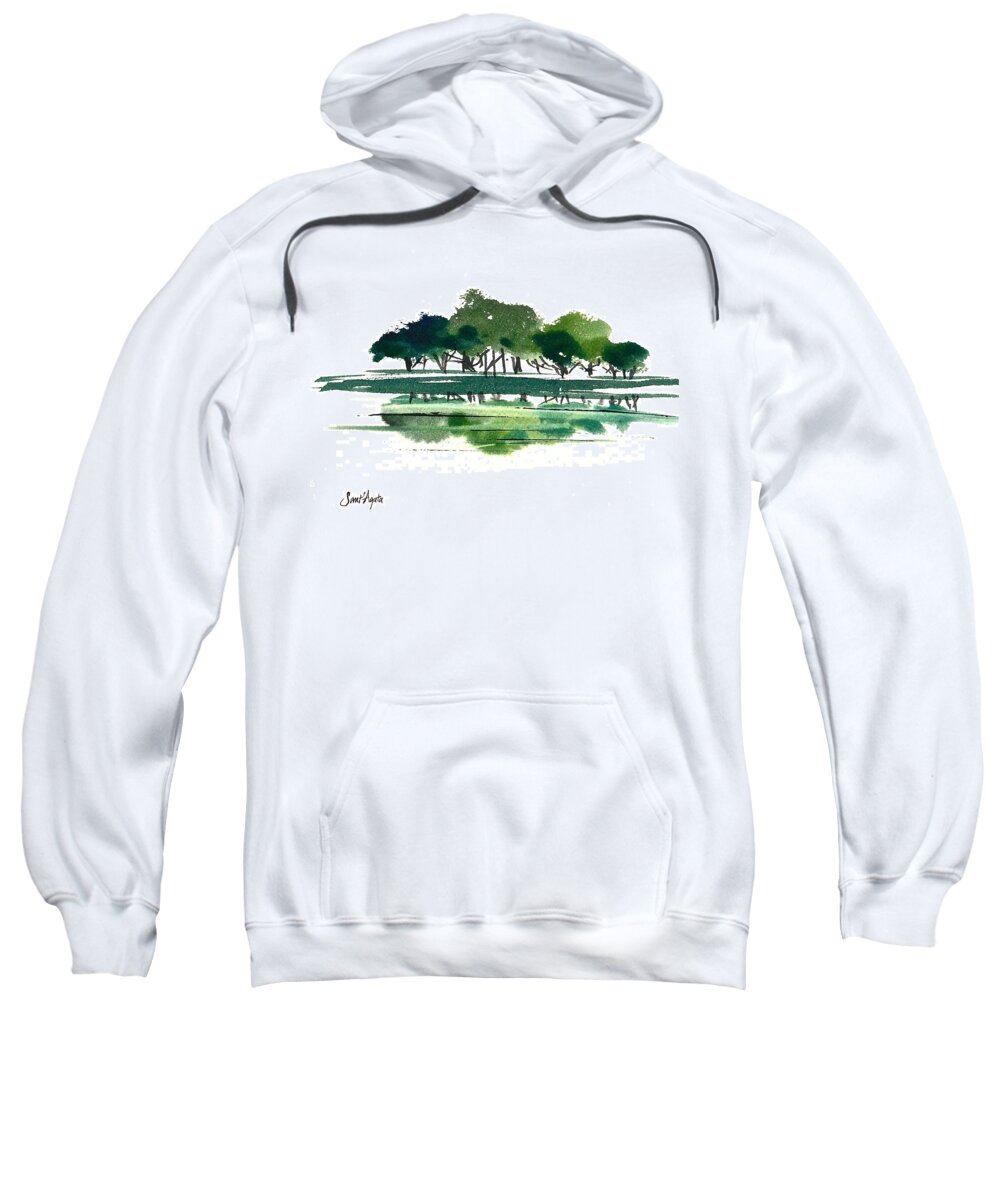 Tree Sweatshirt featuring the painting Green Lake Forest by Frank SantAgata