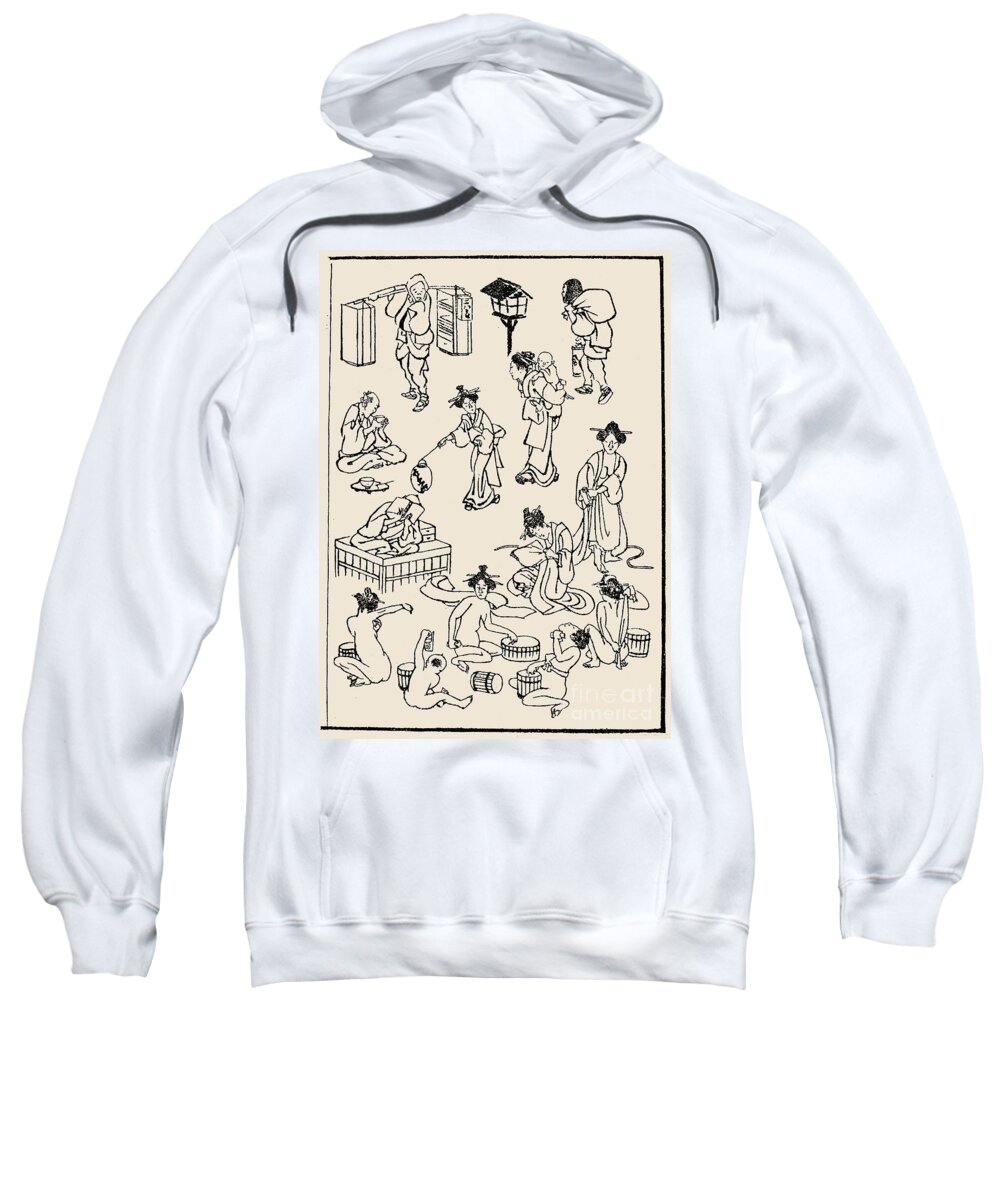 1836 Sweatshirt featuring the photograph Hokusai: Sketch, 1836 by Granger